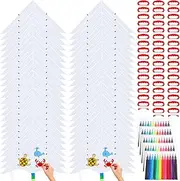 Libima DIY Large Kites for Kids Kite Making Kit Bulk Decorating Coloring Kites Party Pack with Watercolor Pens and String Decorating Coloring Party Set for Craft Outdoor Games(50,Wave)