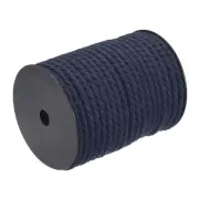 Cotton Rope 3 Strand Twisted Braided Rope Navy blue 8mm Dia