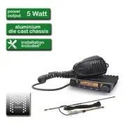 CRYSTAL M DB477E UHF Radio 80 Channel 5 Watt 2 Way CB + Antenna + Installation