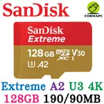 SANDISK EXTREME MICROSDXC 128G 128GB A2 U3 TF 190MB 小卡 高速記憶卡