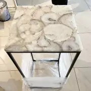 White Agate Square Center Sofa Coffee Table Top Gemstone Living Room Decors
