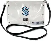 Littlearth womens NHL Seattle Kraken Clear Envelope Purse with Black Fashion Strap, Clear, 10" x 6.5" x 0.5"