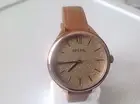 Fossil Ladies RoseGold Tone Glitz Dial Dark Tan Leather Band Watch BQ3178