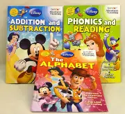 Disney 3 Workbooks, ALPHABET, ADDITION & SUBTRACTION, PHONICS & READING, 3+