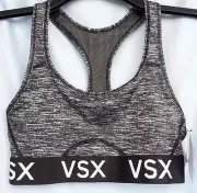 VICTORIA'S SECRET SPORT RACERBACK VSX BRA BY VICTORIA BLACK WHITE S/P NWT