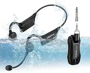 KIMAFUN 2.4G Fitness Headset Wireless Microphone, IP67 Waterproof Sweatproof Microphone for Water Aerobics, Swimming Coach, Fitness Instructor, Yoga, Spinning, Training, Teaching, Speakers, GWP91