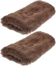 [WOONEKY] 2pcs Faux Fur Hand Muff for Women Girls Winter Warm Hand Warmer Muff Fuzzy Plush Portable Thick Faux Fur Design for Outdoor Activities