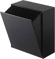 Yamazaki 5432 Magnetic Dust Box & Storage Case, Black, Approx. W 6.7 x D 3.4-6.3 x H 7.9 inches (17 x 8.7-16 x 20 cm), Tower, Flap Type, Storage for Small Items, Trash Can