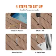 Stainless Steel Pool Handrail Set of 2 48x36in with Base Plate for Spa Safety