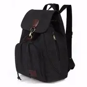 Women Men Canvas Travel Satchel Shoulder Bag Anti-Theft Backpack School Rucksack Drawstring Black