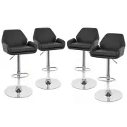 NEW! LEATHER BAR STOOL ADJUSTABLE - ADJUSTING BARSTOOL CHAIR-TESLA-SET OF 4 BK