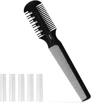 Hair Cutting Comb - Double Edge Razor for Thin and Thick Hair Trimming and Styling with 5 PCS Spare Blades