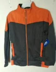 new Boys Starter Gray/Orange Windbreaker Jacket Track Athletic size L 10/12