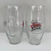 Libbey Football Tumbler Drinking Glasses - Set of 2 - 23 oz Coors Light Logo