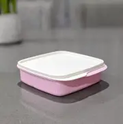 Tupperware Lunch Square Divided Packette Lunch Box Pink Color New