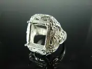 6200 STERLING SILVER RING SETTING, 12X10 MM EMERALD OR RECTANGLE STONE, SZ 7.75