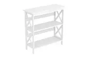 Maestro Furniture Krepin 3-Tier Low Wooden Bookcase Display Shelf Unit White
