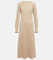 [Brunello Cucinelli] Brunello Cucinelli Alpaca and cotton-blend midi dress AU 14 beige