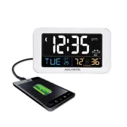 Intelli-Time Digital Alarm Clock for Bedroom with USB Charger, Indoor Tempera...