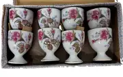 Vintage Fine China Egg Cups Floral Design Porcelain Set Of 8 made In Japan NEW