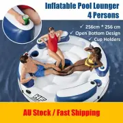 Inflatable Floating Island For 4 persons Pool Floating Seats Raft Lounge Chair