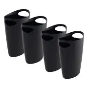 Superio Slim Bathroom Trash Can 2 Gallon Plastic, 4 Black