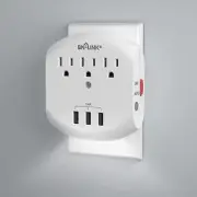 Multi Plug Outlet Extender 300J Surge Protector w/3 USB charger Port Auto Sensor