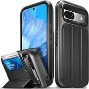 [VENA] vCommute for Google Pixel 8a Wallet Case, [Military Grade Drop Protection] (2024) Flip Leather Cover Slot Card Holder with Kickstand - Black