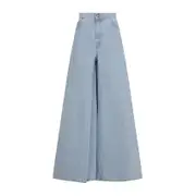 [Max Mara] Max Mara-Clear Light Blue Cotton Affari Wide Leg Jeans-Donna 42 IT