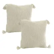 SOGA 2X 45cm Khaki Wabi-Sabi Tassel Square Throw Pillow