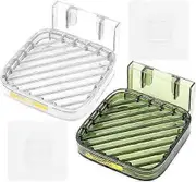 8x10.5x5cm 2 Pack Soap Dish with Drainage, Soap Holder, No Drilling, Wall Mounted, Soap Dish, for Shower Sink, Self Adhesive Soap Holder for Bathroom
