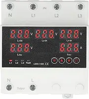 Automatic Transfer Switch 63A 3P4W, LED Display, Adjustable Voltage Protector for Home Generator and Inverter, AC110V (110-300V Max, 80-330V Min)