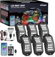 Nilight Wide Angle RGB LED Rock Lights Kit 6 PCS 18LED Wheel Well Light with Remote & Bluetooth App Dual Control Multi Modes Underglow Multicolor Neon Pod for ATV UTV SUV Offroad Truck RZR Boat