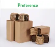 250pcs Kraft Paper Bags Gift Shopping Carry Craft Brown Retail Bag with Handles