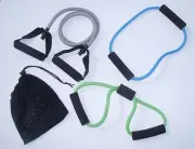 Latex Yoga Strap Resistance Bands Exercise Home Gym Tube Fitness Elastic 4PC Set