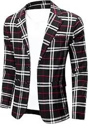 [NOVOCCT] Men's Plaid Slim Fit Blazer Jacket, Lightweight 2-Button Casual Sport Coat, Formal & Everyday Blazer for Men
