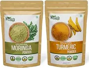 Organic Zing Bundle of : Turmeric Powder - 115 g / 4 oz & Moringa Leaf Powder - 227g