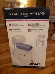 Aluminum Bathroom & Shower Safety Chair w/Back 400lb - Drive Medical RTK12202KDR