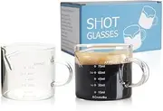 NCnnwovf 75ml Espresso Shot Glass,V-Shaped Pouring Spout Espresso Cups,Measuring Cup with Dual Scale for Coffee, Milk (2)