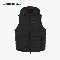 在飛比找momo購物網優惠-【LACOSTE】男裝-連帽素色羽絨背心外套(黑色)