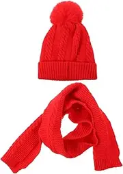 [GLSTOY] Children Hat Scarf Cute Scarf Fashion Scarf Christmas Warm Scarf Hats for Winter Neckerchief Comfortable Xmas Hat Scarf Winter Scarf Red Yarn