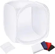 Neewer 24x24 inch/60x60cm Photo Studio Shooting Tent, Foldable Light Cube, Diffusion Soft Box, Light Box with 4 Color Backdrops (Blue Red White Black) for Photography (Light Panel/ Strip NOT included)