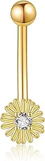 [GEHN] 14G Sunflower/Daisy Belly Button Ring 14K Gold Belly Button Ring Body Piercing Jewelry Gifts for Women Girls