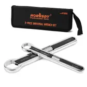 2Pcs Universal Wrench Set SAE & Metric Adjustable Spanner Hex E-Torx Triangle