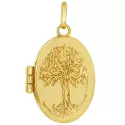 Women's Locket 14K Yellow Gold Tree of Life Oval 14J-203