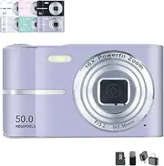 2000's Aesthetic Digital Camera, Digital Camera Vintage for Kids, HD 1080p Portable Compact Size, 2.4 Inch LCD Screen, 16x Zoom Anti-Shake, Autofocus for Teens Beginners Adult (Set C,Purple)