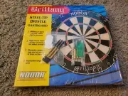 NODOR BRITTANY Steel Tipped Bristle Dartboard New In Box w/ Darts Hanger