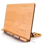 15.4x11 Bamboo Book Stand Adjustable Cookbook Holder for Desk Reading Textbooks