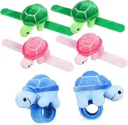 KOMBIUDA 6 Pcs Plush Doll Snap Ring Party Bracelet Plush Slap Band Animal Slap Band Plushies Cute Turtle Plush Animal Huggers Mini Animal Plush Dress up Jewelry Pp Cotton