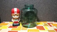 在飛比找Yahoo!奇摩拍賣優惠-早期綠色玻璃罐糖果罐(小顆)22x/17公分
